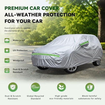 AUQDD 6-Layers Premium SUV Car Cover Waterproof All Weather Weatherproof UV Sun Protection Snow Dust Storm Resistant Outdoor Exterior Custom Form-Fit Full Padded Car Cover with Straps 214-232 K11… - Image 3