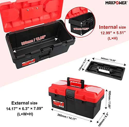 MAXPOWER Small Tool Box, 14-inch Plastic Tool Boxes with Handle - Image 2