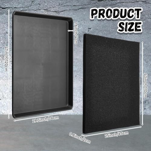 Uiifan 2 Set 47 x 29.3 x 1.6 Inch Oil Drip Pan with Thickened No Splatter Pad for Under Car Extra Large Oil Drip Tray for Automotive Garage Machinery Supplies - Image 2
