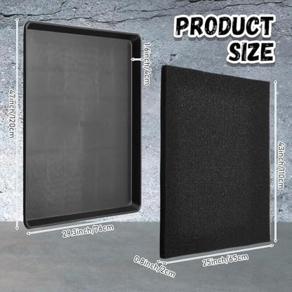 Uiifan 2 Set 47 x 29.3 x 1.6 Inch Oil Drip Pan with Thickened No Splatter Pad for Under Car Extra Large Oil Drip Tray for Automotive Garage Machinery Supplies - Image 2