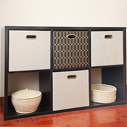 Posprica Storage Cube Basket Bins,13×13 Foldable Storage Boxes for Closet Organizer Shelf Cabinet Bookcase,Thick Fabric Drawer,Set of 4, Beige - Image 6