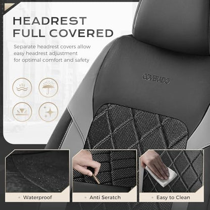 Coverado Car Seat Covers, Seat Covers Full Set, 5 Seats Automotive Seat Cover, Mesh Breathable Seat Protectors, Universal Fit for Most Cars - Image 4