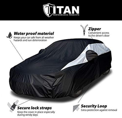 Titan Jet Black Poly 210T Car Cover for Large Sedans 203-212". Waterproof, UV Protection, Scratch Resistant, Driver-Side Zippered Opening. Fits Avalon, XTS, 6-8 and More. - Image 5
