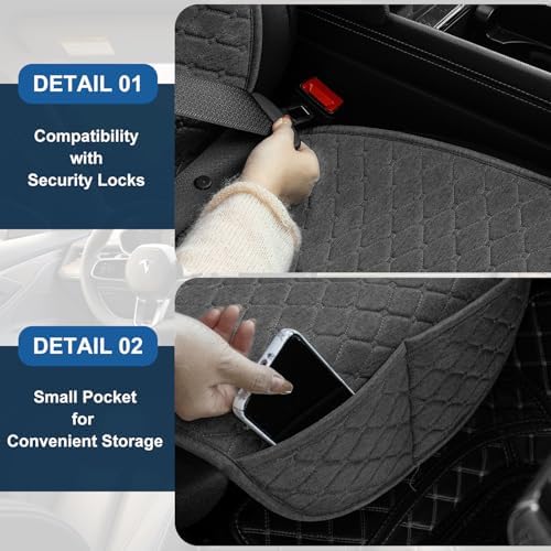 Linen Car Seat Covers for Cars, Front Car Seat Cover Protectors with Storage Bags, Anti-Slip & Soft Automotive Seat Cushion Universal Fit for Most Sedan, SUVs, Vehicles (Deep Grey) - Image 6