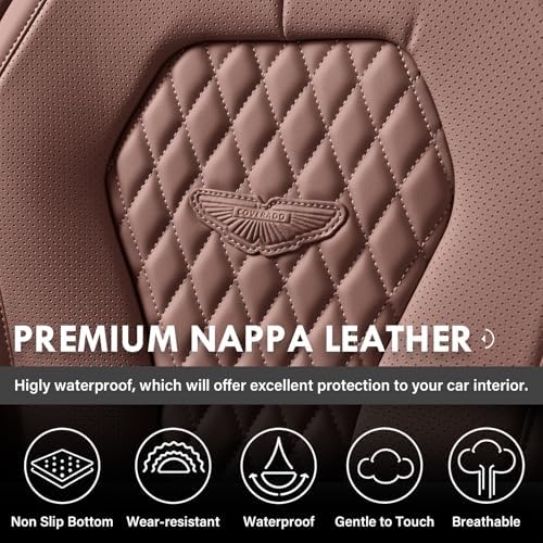 Coverado Seat Covers Front Seats, Coffee Car Seat Covers 2 Pack, Driver Seat Cover, Luxury Automotive Seat Covers, Car Seat Cushion, Front Car Seat Covers Leather Seat Protector Fit for Most Cars - Image 6