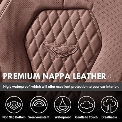 Coverado Seat Covers Front Seats, Coffee Car Seat Covers 2 Pack, Driver Seat Cover, Luxury Automotive Seat Covers, Car Seat Cushion, Front Car Seat Covers Leather Seat Protector Fit for Most Cars - Image 6