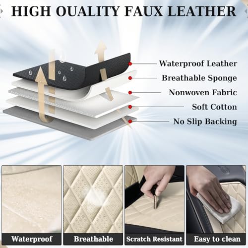 Coverado Seat Covers, Car Seat Covers Front Seats, Black White Car Seat Cover, Luxury Faux Leather Front Seat Covers, Driver Seat Cushion, Waterproof Automotive Seat Covers Universal Fit Most Cars - Image 5