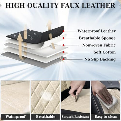 Coverado Seat Covers, Car Seat Covers Front Seats, Black White Car Seat Cover, Luxury Faux Leather Front Seat Covers, Driver Seat Cushion, Waterproof Automotive Seat Covers Universal Fit Most Cars - Image 5