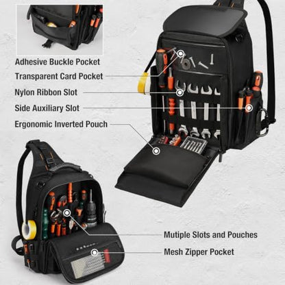 HISEA Electrician Tool Chest Bag, Tactical HVAC Tool Bag with 21 Pockets - Image 3
