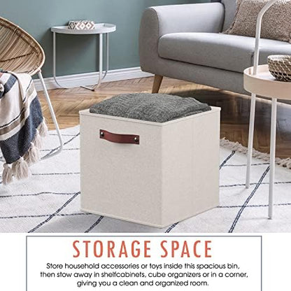 Ornavo Home 13x13 Foldable Fabric Storage Cube Bins, 6 Pack, Beige - Image 4