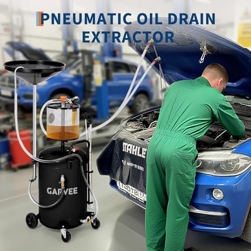 Garvee 20 Gallon Waste Oil Drain Tank, Air Operated Portable Oil Drainer with Adjustable Funnel, Fluid Fuel Transfer Drainage with Wheels, Oil Change Container for Automotive Workshops - Image 3