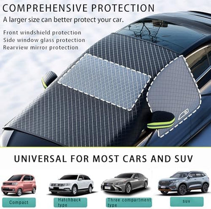 Windshield Snow Cover, Car Windshield Cover for Ice and Snow, Automotive Large Magnetic Windshield Frost Cover with Side Window and Mirror Protector in Winter, Suitable for Most Vehicle,Sedan,SUV - Image 2