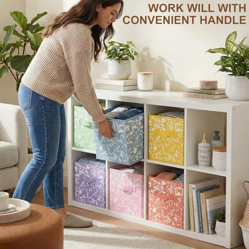 LemonRoad 6 Fabric Cube Storage Bin 11'' Classroom Bin, Macaron, Classic - Image 4