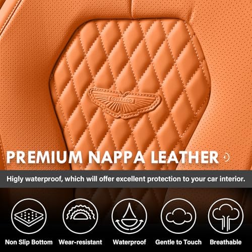 Coverado Car Seat Covers, Seat Covers Front Seats,Orange Car Seat Cover, Waterproof Car Seat Covers, Car Seat Cushion, Front Leather Seat Protector Fit for Most Cars - Image 6
