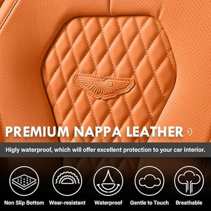 Coverado Car Seat Covers, Seat Covers Front Seats,Orange Car Seat Cover, Waterproof Car Seat Covers, Car Seat Cushion, Front Leather Seat Protector Fit for Most Cars - Image 6