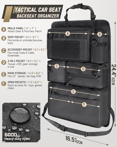 All in One Car Seat Back Organizer Fit Most Cars SUV Trucks Jeeps - Image 2