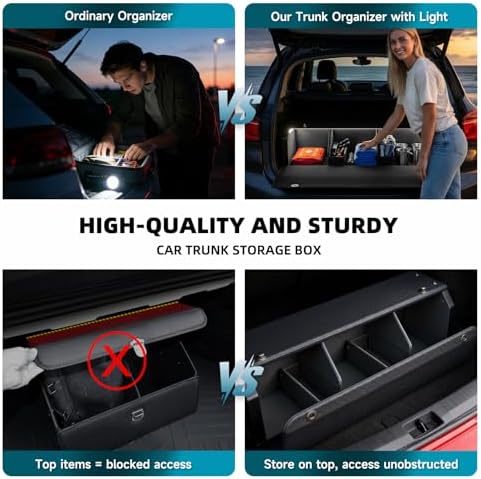 Car Trunk Storage Organizer with Light, Waterproof SUV Trunk Organizers - Image 6