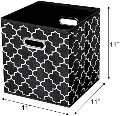11 Inch Cube Storage Bins , Fabric Cube Organizer Bins with Handle, Foldable Cube Bins for Cloth or Accessary Storage, 11x11x11 Set of 3 (Black Light) - Image 2