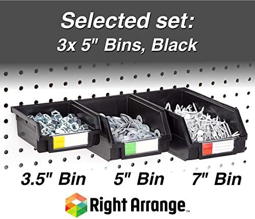 Pegboard Bins - 3 Pack Black Large - Hooks to Any Peg Board - Organize Hardware, Accessories, Attachments, Workbench, Garage Storage, Craft Room, Tool Shed, Hobby Supplies, Small Parts - Image 4