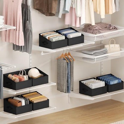 DIMJ Closet Storage Bins 12 Pack - Fabric Storage Baskets for Shelves, Collapsible Clothes Organizer with Handles, Trapezoid Shelf Organization Storage Cubes for Purse, Toys, Books, Towel, Clothes - Image 3