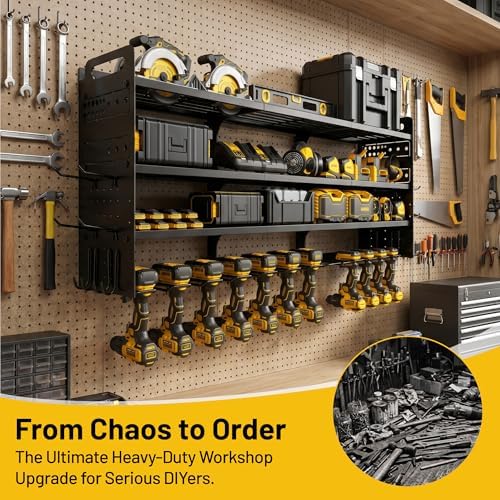 49.8" Power Tool Organizer Wall Mount, 4-Tier Garage Tool Storage Rack - Image 3