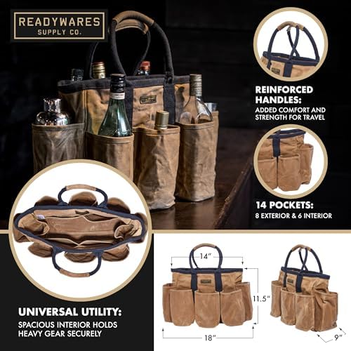 Readywares Supply Bag | 14" Waxed Canvas Gardening Tool Tote with Pockets - Image 2