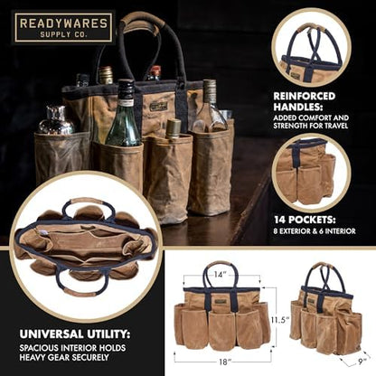 Readywares Supply Bag | 14" Waxed Canvas Gardening Tool Tote with Pockets - Image 2