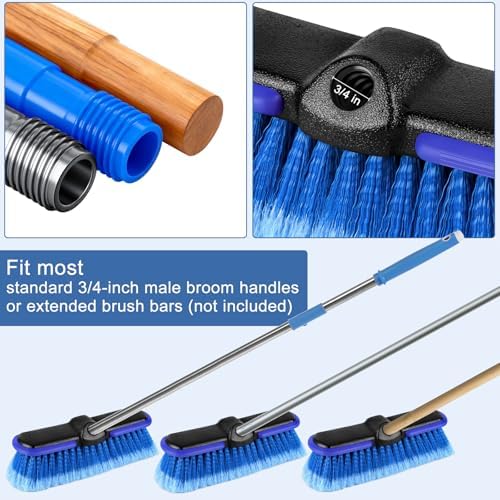 Car Wash Brush Head with Soft Bristle 10 Inch, Car Cleaning Brush with Protective Bumper for Cleaning Auto Cars Trucks RV Boat Deck (Blue) (4 Pack) - Image 5
