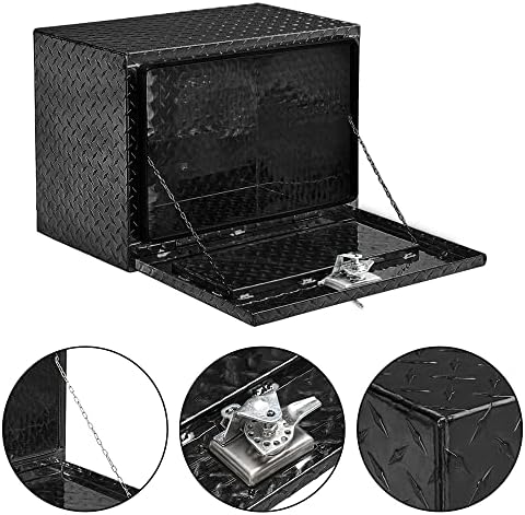 TUFFIOM Underbody Truck Box, 24"×17"×18" Heavy Duty Aluminum Diamond Plate Trailer Tool Box w/Lock Keys, Truck Bed Tool Box, Tool Storage Organizer Chest for Pick up,ATV,RV Trailer - Image 2