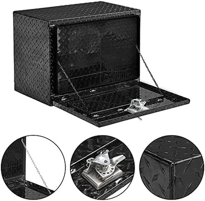 TUFFIOM Underbody Truck Box, 24"×17"×18" Heavy Duty Aluminum Diamond Plate Trailer Tool Box w/Lock Keys, Truck Bed Tool Box, Tool Storage Organizer Chest for Pick up,ATV,RV Trailer - Image 2