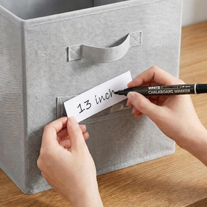 Storage Bins,13" Cube Storage Bin with Labels,10pcs,Light Grey - Image 4