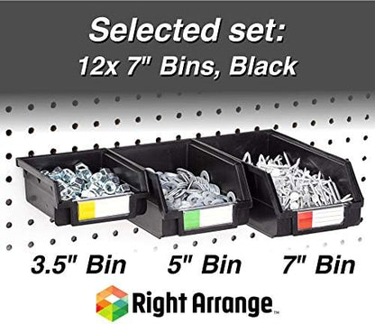 Pegboard Bins – 12 Pack Black Extra Large - Hooks to Any Peg Board - Organize Hardware, Accessories, Attachments, Workbench, Garage Storage, Craft Room, Tool Shed, Hobby Supplies, Parts - Image 4