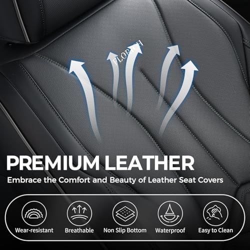 FLORICH Front Car Seat Covers, Leather Seat Covers for Cars, Waterproof Car Seat Protectors 2 Pack, Front Seat Covers for Cars, Automotive Seat Covers Protector Fit for Most Sedans SUV Pick-up Truck - Image 4
