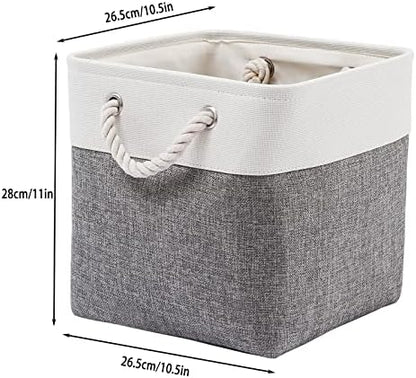 Cube Storage Bins, 6 Pack Collapsible Fabric Storage Cubes, 11 Inch Cube Organizer Bins with Handles (White/Gray) - Image 4