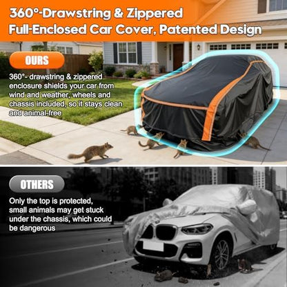 Full Enclosed SUV Car Cover Waterproof All Weather Heavy-Duty – Fits 202-212" SUVs: X7, Enclave, Traverse, Durango, Acadia, QX56/60, Sequoia, Atlas & More - Image 3