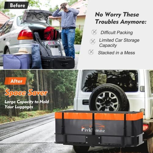 FIVKLEMNZ 20 Cubic Hitch Mount Cargo Carrier Bag Waterproof Soft Car Tray - Image 3