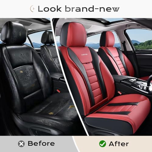 Coverado Car Seat Covers, Front Covers for Cars, Car Seat Cover Front Seats, Automotive Seat Cover, Waterproof, Leather Car Seat Cushion, Universal Interior Covers Seat Protectors for Most Cars - Image 5