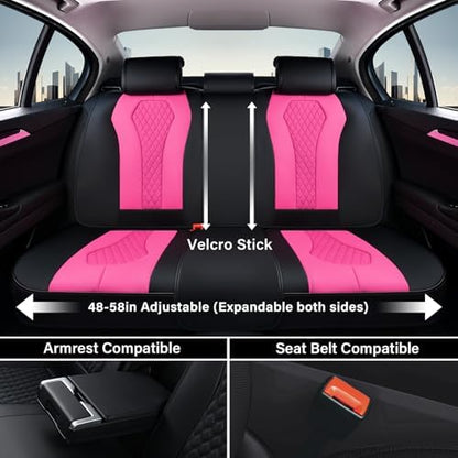 Coverado Auto Seat Covers, Car Seat Covers Full Set, Rose Car Seat Cover, Driver Seat Covers Front Seats Rear Seat Cover, Luxury Car Seat Cushion,Leather Seat Cover Seat Protector Fit for Most Cars - Image 5