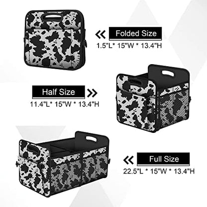 Femuar Car Trunk Organizer,Car Storage Organizer with 72L Large Capacity Waterproof Collapsible and 11 Pockets,Trunk Organizer for Car Suv/Jeep/Sedan, Large Size, Cow print - Image 4