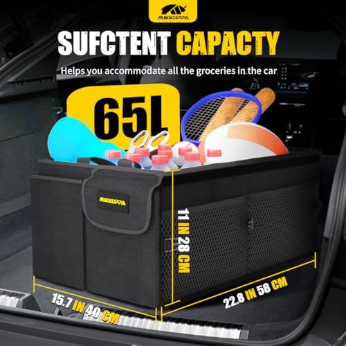 MIKKUPPA Car Trunk Organizer Set - 65L Collapsible Trunk Organizer with Lid - Image 2