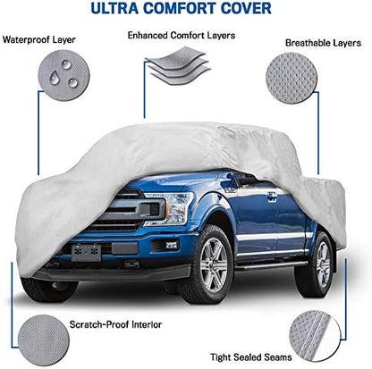 Truck Car Cover For Automobiles - Heavy Duty Waterproof All Weather Multi-Layer Outdoor Indoor Protection UV Sun Rain Snow Dust - Universal Fit For All Trucks Pickup Trucks - 230"(L) x 80"(W) x 60"(H) - Image 6