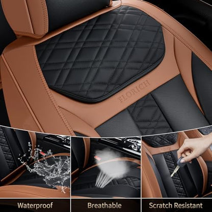 FLORICH Seat Covers, Atomutive Car Seat Covers Full Sets, Waterproof Seat Cover for Cars, Luxury Leather Universal Seat Cover Accessories Fit for Most Cars SUV Truck Sedans(Brown) - Image 6