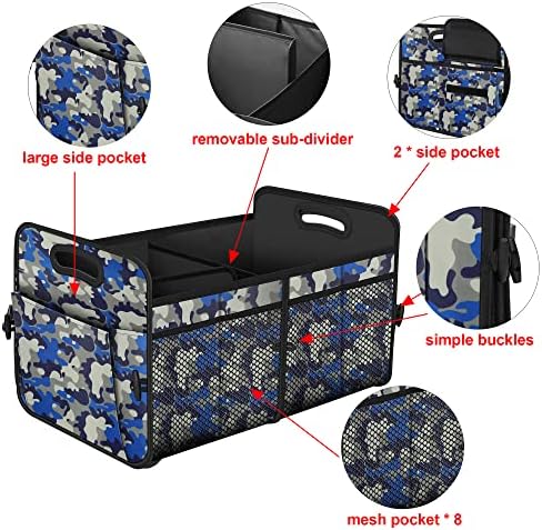 Femuar Car Trunk Organizer with 72L Large Capacity Waterproof Collapsible and 11 Pockets, Trunk Organizer for Car SUV/Jeep/Sedan, Large Size, Blue Camouflage - Image 5