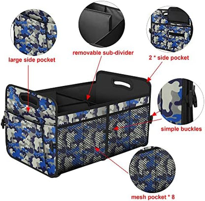 Femuar Car Trunk Organizer with 72L Large Capacity Waterproof Collapsible and 11 Pockets, Trunk Organizer for Car SUV/Jeep/Sedan, Large Size, Blue Camouflage - Image 5