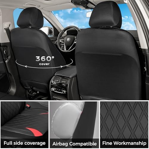 FLORICH Front Car Seat Covers, Leather Seat Covers for Cars, Waterproof Car Seat Protector Breathable, Front Seat Covers for Cars, Automotive Seat Covers Universal Fit for Most SUV Pick-up Truck - Image 2