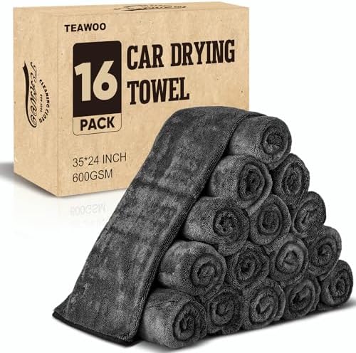 16 Pack Bulk Microfiber Towels for Cars, Microfiber Drying Towel, 35" x 24" by TEAWOO