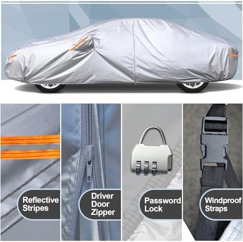 Kayme Car Cover Waterproof All Weather Fit Sedan (186 to 193 Inch) H3 - Image 6