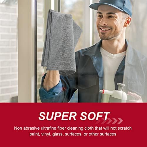 Oudain 200 Pcs Microfiber Cleaning Cloth 16x16 Inch Microfiber Towels for Car Ultra Absorbent Cleaning Rags Reusable Lint Free Streak Free Detailing Towel for Car Washing Drying Dusting (Gray) - Image 6