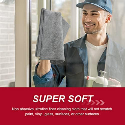 Oudain 200 Pcs Microfiber Cleaning Cloth 16x16 Inch Microfiber Towels for Car Ultra Absorbent Cleaning Rags Reusable Lint Free Streak Free Detailing Towel for Car Washing Drying Dusting (Gray) - Image 6