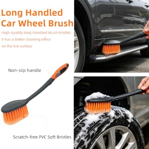 70" Car Wash Brush with Long Handle, 12-Inch Flow-Thru Soft Bristle Car Washing Brush, Wheel Brush, Microfiber Cleaning Mop, Mitt, Window Squeegee, Interior Cleaning Kit, Bag, for Car SUV Truck RV - Image 6